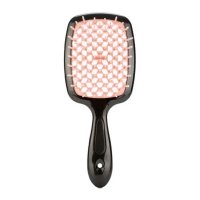 Janeke Продувная широкая расческа для укладки волос и сушки феном Superbrush Plus Hollow Comb черная с кремовыми зубчиками