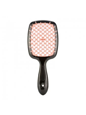 Janeke Продувний широкий гребінець для укладання волосся та сушіння феном Superbrush Plus Hollow Comb чорна з кремовими зубчиками