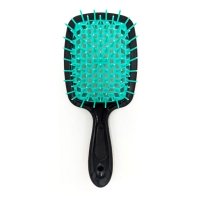 Janeke Продувная широкая расческа для укладки волос и сушки феном Superbrush Plus Hollow Comb черная с мятными зубчиками
