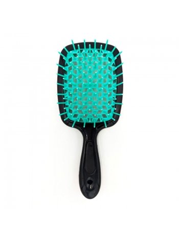 Janeke Продувний широкий гребінець для укладання волосся та сушіння феном Superbrush Plus Hollow Comb чорна з м'ятними зубчиками