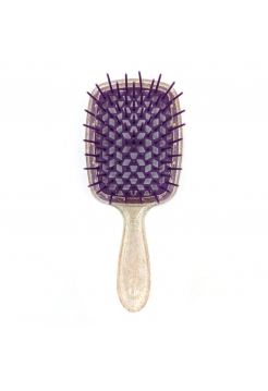 Janeke продувний гребінець для укладання та сушіння феном Superbrush Plus Hollow Comb прозорий з блискітками фіолетові зубчики