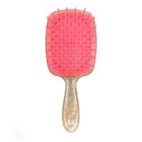 Janeke продувная расческа для укладки и сушки феном Superbrush Plus Hollow Comb прозрачная с блестками розовые зубчики
