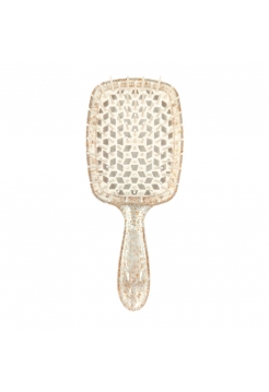 Janeke продувная расческа для укладки и сушки феном Superbrush Plus Hollow Comb прозрачная с блестками белые зубчики