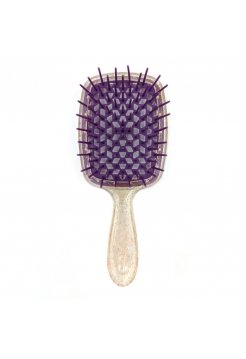 Janeke продувний гребінець для укладання та сушіння феном Superbrush Plus Hollow Comb прозорий з блискітками фіолетові зубчики