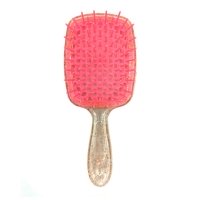 Janeke продувная расческа для укладки и сушки феном Superbrush Plus Hollow Comb прозрачная с блестками розовые зубчики