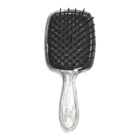 Janeke Продувная широкая расческа для укладки волос и сушки феном Superbrush Plus Hollow Comb прозрачная с черными зубчиками