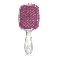 Janeke Продувний широкий гребінець для укладання волосся та сушіння феном Superbrush Plus Hollow Comb прозора ручка з вишневими зубчиками