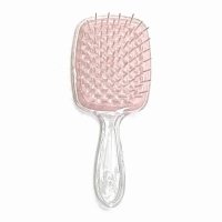 Janeke Продувний широкий гребінець для укладання волосся та сушіння феном Superbrush Plus Hollow Comb прозора ручка з кремовими зубчиками
