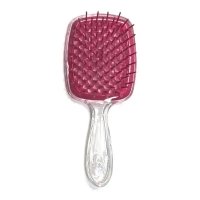 Janeke Продувний широкий гребінець для укладання волосся та сушіння феном Superbrush Plus Hollow Comb прозора ручка  з пурпурними зубчиками