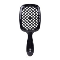Janeke Продувная широкая расческа для укладки волос и сушки феном Superbrush Plus Hollow Comb черная с черными зубчиками