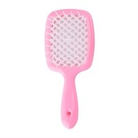 Продувний широкий гребінець Janeke для укладання волосся та сушіння феном Superbrush Plus Hollow Comb рожевий з білими зубчиками