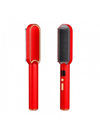 Електрична щітка-випрямляч для вирівнювання та укладання волосся з іонізацією 200°C червона