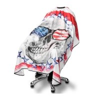 Перукарська накидка пеньюар для клієнта Barber USA Skull водостійкий нейлон, 140х160 см