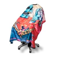 Парикмахерская накидка пеньюар для клиента Barber Skull Creep водостойкий нейлон, 140х160 см
