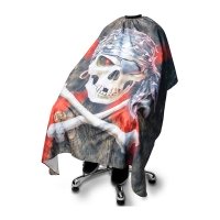 Перукарська накидка пеньюар для клієнта Barber Pirate Skull and Bones водостійкий нейлон, 140х160 см 