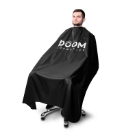 Парикмахерская пеньюар-накидка для клиента логотип BOOM cosmetics водонепроницаемая полиэстер черный 140х170 см