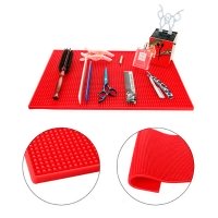 Термостойкий коврик для плойки, утюга резиновый парикмахерский красный 45х30 см