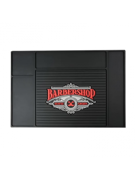 Термостойкий коврик для плойки, утюга резиновый парикмахерский Barbershop (45х30)