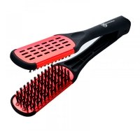 Расческа для выпрямления с натуральной щетиной и керамическим покрытием красная