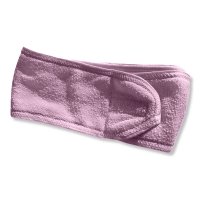 Косметична пов'язка на голову широка на липучці махрова бузкова