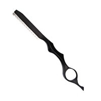 Филировочная опасная бритва Barber Razor в наборе с лезвием упор под палец черная