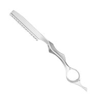 Филировочная опасная бритва Barber Razor в наборе с лезвием упор под палец серебристая