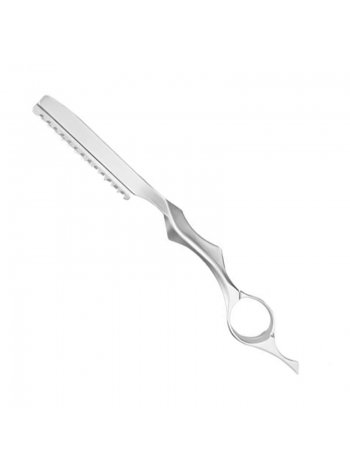 Филировочная опасная бритва Barber Razor в наборе с лезвием упор под палец серебристая