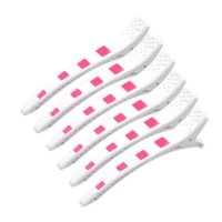 Затискач для волосся журавель перукарський пластиковий із силіконовою вставкою 110 мм білий 6 шт/уп