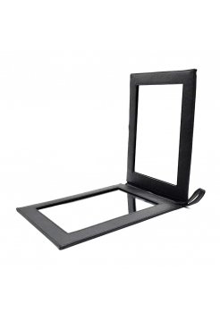 Перукарське дзеркало для клієнта заднього виду прямокутне розкладне шкірзам велике чорне 230х320 мм