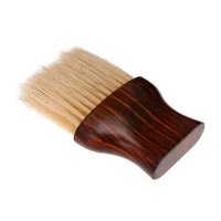 Щетка-сметка волос с шеи после стрижки Barber-1 для парикмахера барбера овал ручка дерево светлая щетина 14х9.5 см