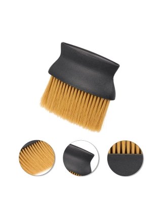 Щетка-сметка волос с шеи после стрижки Barber-3 для парикмахера барбера овал черная ручка светлая щетина 13.5x12.5 см