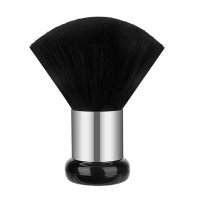 Щетка-сметка волос с шеи после стрижки Barber-6 для парикмахера барбера серебро круглая черная щетина 95х39 мм