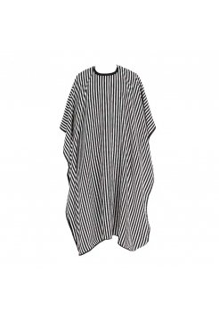 Парикмахерская накидка-пеньюар для клиента Happy Hair барберская на кнопках с черными полосами, 110х140см 