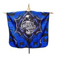 Парикмахерская накидка-пеньюар для клиента Barber`s World водостойкий нейлон 140х160 см черно-синяя