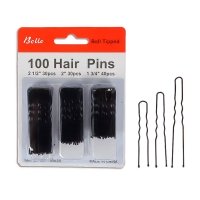 Заколки для волос Belle черные 65, 50, 45 мм набор 100 шт