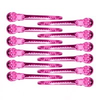 Затискачі-шпильки для стрижки волосся пробірні з отворами Качка металеві 9,5 см рожеві набір 12 шт