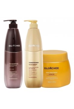 Набір Olorchee Nourshing Moisture TRIO-2 шампунь, кондиціонер і маска для живлення та зволоження волосся 2х800+500 мл