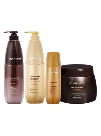 Набор Olorchee Nourshing Moisture QUAD-3 шампунь, кондиционер, маска, крем для питания и восстановления волос 2х800+500+300 мл