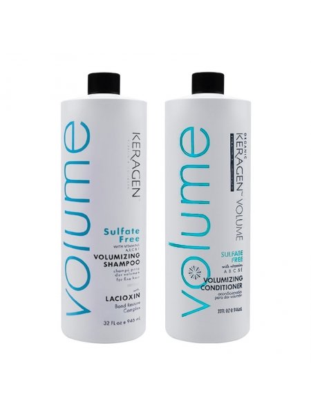 Набір Organic Keragen Volumizing шампунь та кондиціонер для об'єму волосся з кератином, 2х946 мл (заводські)