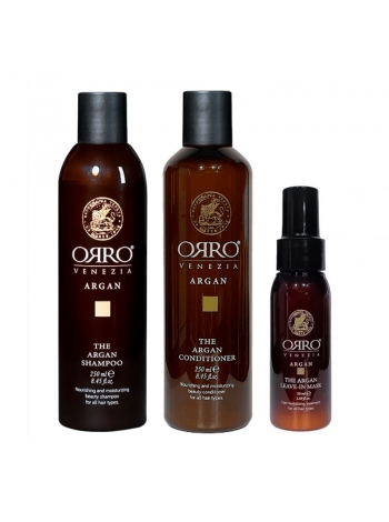 Набір ORRO TRIO Venezia The Argan шампунь, кондиціонер та спрей-маска з маслом аргани, 250/250/50 мл