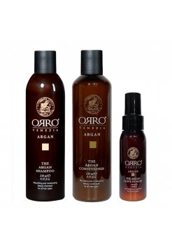 Набір ORRO TRIO Venezia The Argan шампунь, кондиціонер та спрей-маска з маслом аргани, 250/250/50 мл