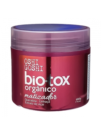 Ботокс с антижелтым эффектом Oshi Goshi Bio-Tox Organico Matizador Queratina Extrato de Acai для разглаживания осветленных волос, 480 г