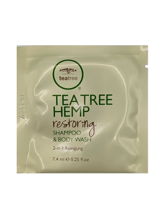 Восстанавливающий шампунь и гель для душа Paul Mitchell Tea Tree Hemp Restoring Shampoo & Body Wash, 7,4 мл (пробник саше)