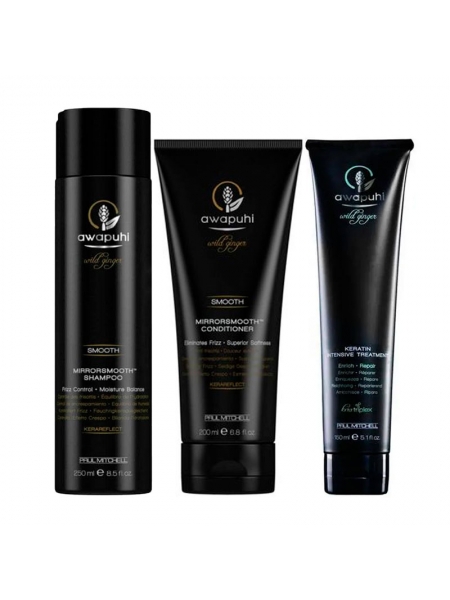 Набір Paul Mitchell Awapuhi Wild Ginger Mirrorsmooth зволожуючі шампунь, кондиціонер та маска, 250/200/150 мл