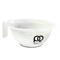 Миска парикмахерская для кератина, окрашивания волос с логотипом Paul Oscar полупрозрачная белая с блестками