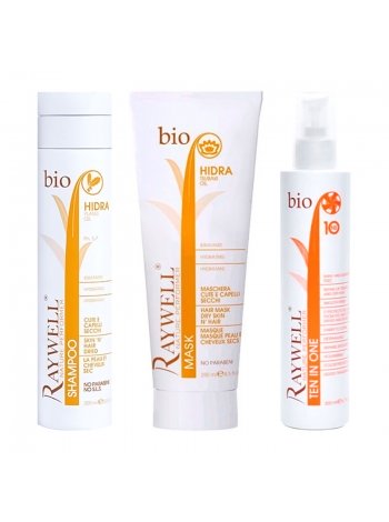 Набір Raywell Bio Hidra шампунь+маска+молочко для зволоження волосся (RR344, RR346, RR367), 250/250/200 мл