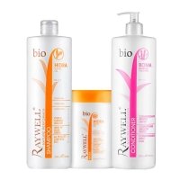 Набор для увлажнения и блеска сухих поврежденных волос Raywell Bio шампунь и маска Hidra и кондиционер Boma, 3x200 г (разлив)