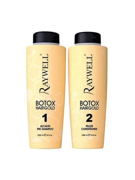 Набор для восстановления волос Raywell Botох Hairgold шампунь и кондиционер, 2х1000 мл (заводские)