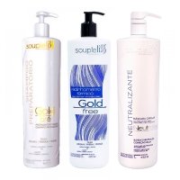 Набір нанопластики SoupleLiss Gold Free для випрямлення волосся, 3х50 г (розлив)