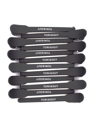 Клипсы-зажимы для волос плоские одноцветные логотип TONI&GUY (уточки) черные 6 шт